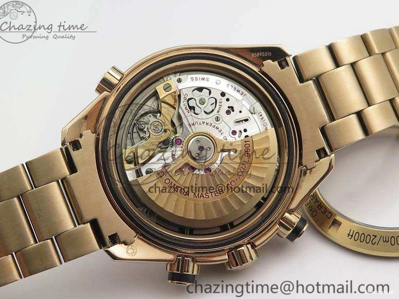 0328 Seamaster Pro Chrono RG Best Edition Black Ceramic Black Dial On RG Bracelet A ComfortFit 8130